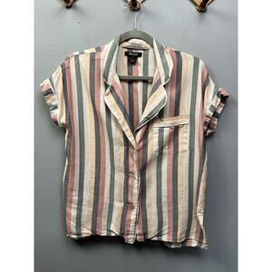 Madewell Lonnie Flannel Bedtime Pajama‎ Top Stripe Womens size Medium